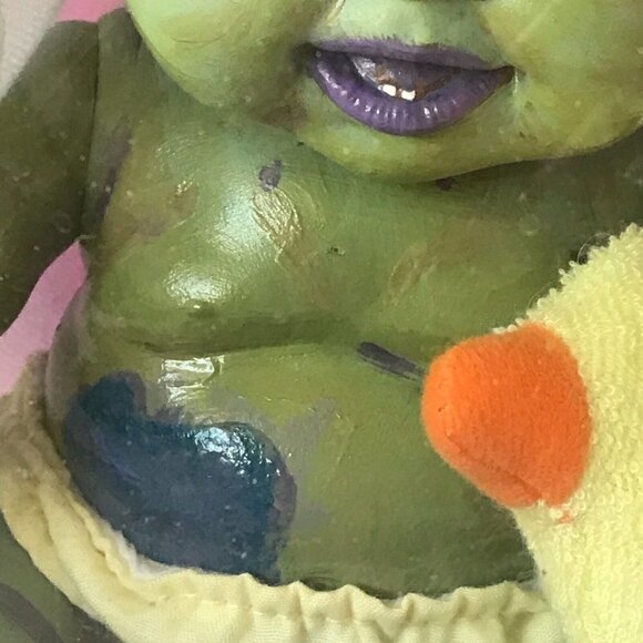 Custom Hand Painted OOAK Devil Child Demon Doll Green Halloween Horror Decor - Picture 4 of 16